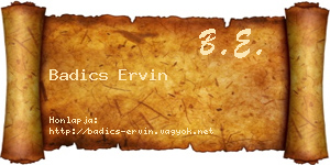 Badics Ervin névjegykártya