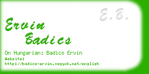 ervin badics business card